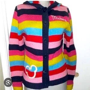 Rare Disney Mickey Mouse cardigan with hood! Vintage size XL!!